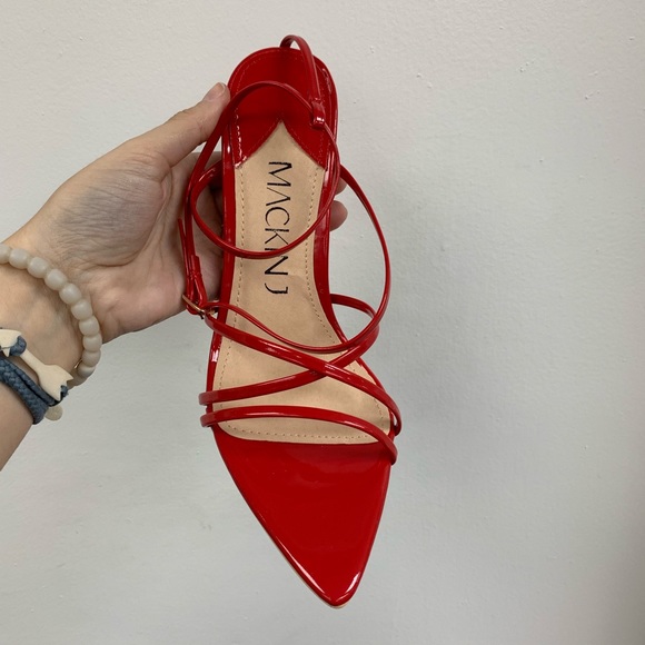 Red Pointed Toe Strap Heel - Picture 4 of 7